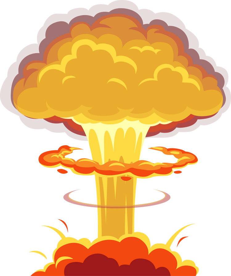 Doomsday apocalypse bomb explosion isolated icon